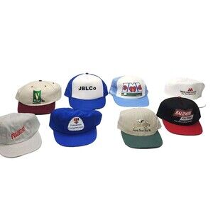 LOT OF 8 Vintage Advertising Snapback Hats, Trucker Caps, Adjustable